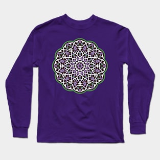 Circle Pattern Vector Art Green Violet White Long Sleeve T-Shirt